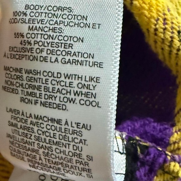 Express Los Angeles Lakers Hoodie Flannel Jacket Yellow Purple Plaid XS Unisex - Picture 5 of 5
